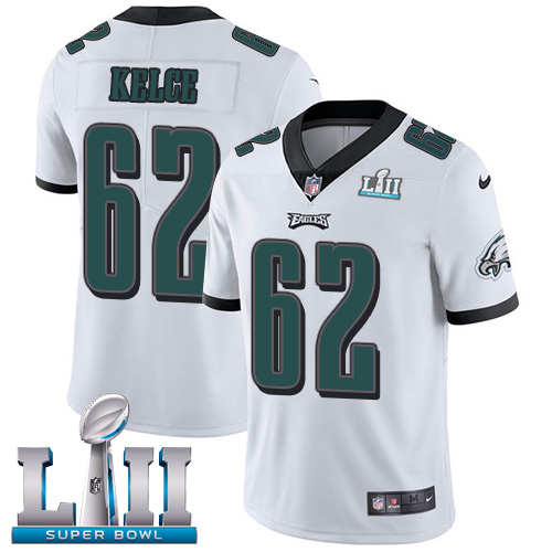 Nike Eagles #62 Jason Kelce White Super Bowl LII Youth Stitched NFL Vapor Untouchable Limited Jersey